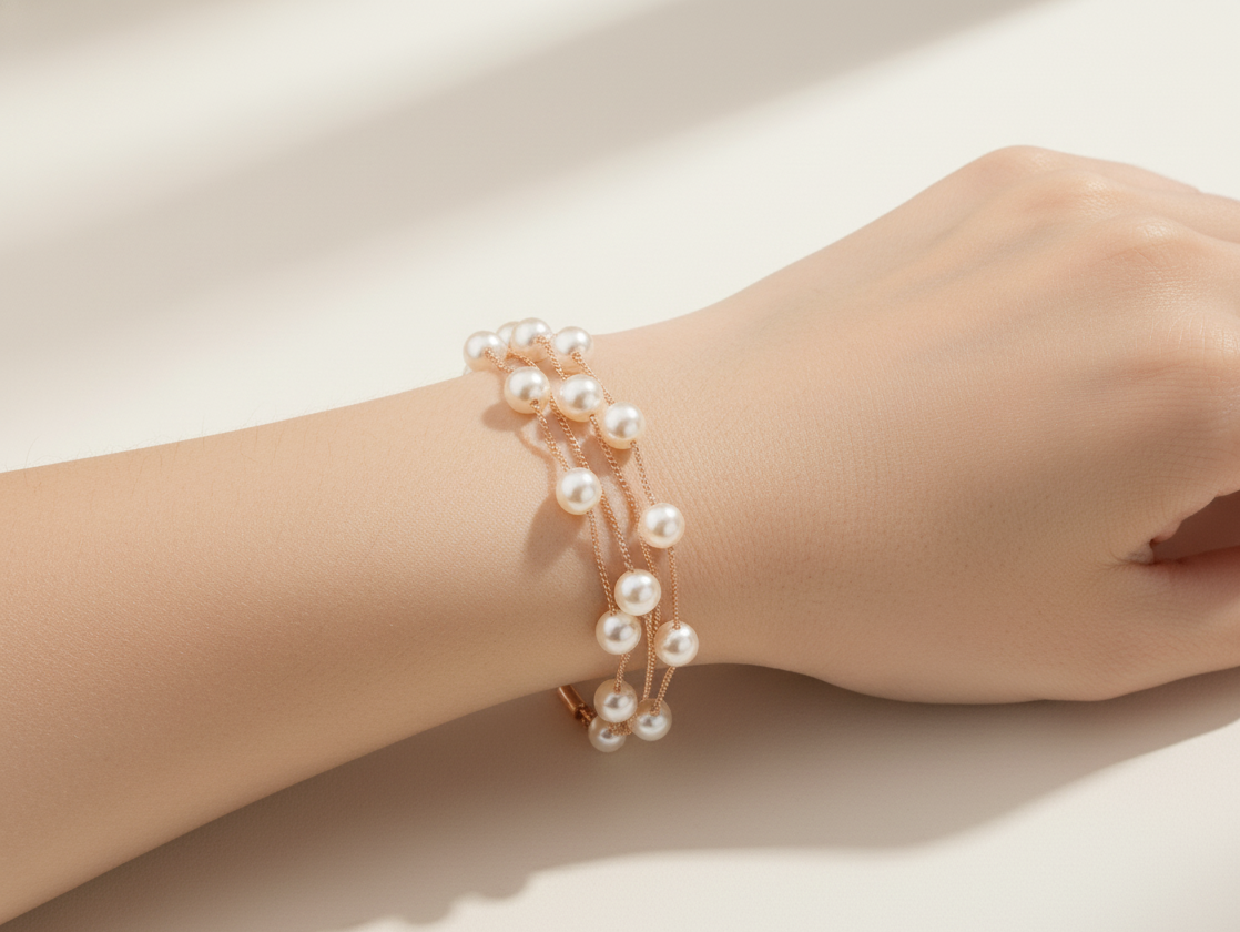 Elegant Pearl Multistrand Bracelet