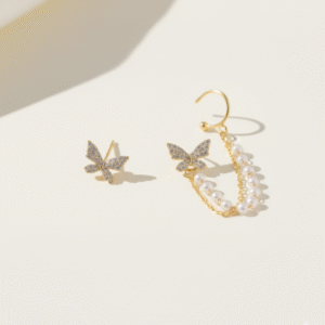 Korean Pearl Chain Butterfly Ear Cuff