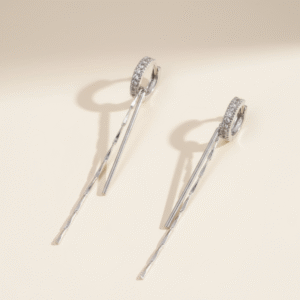 Silver Zircon C Shaped Tassel Ear Cuff