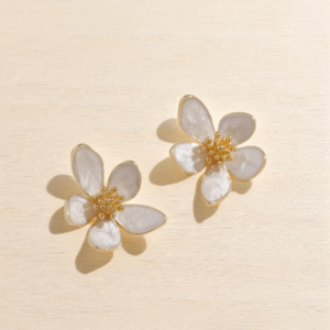 Lily Flower White Stud Earrings