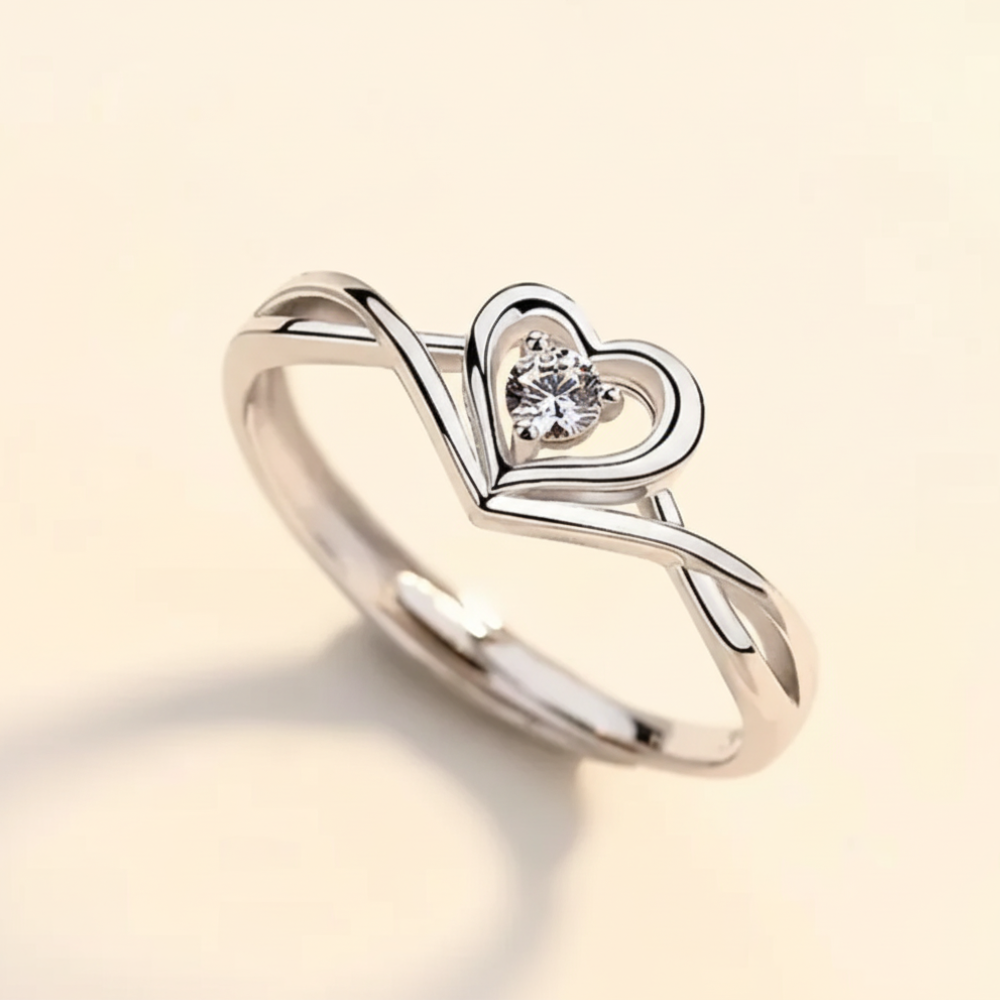 Sparkling V Band Design Ring (1)